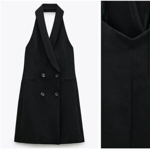 ZARA backless mini halter blazer dress NWT